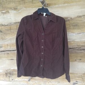 St. John's Bay Brown Corduroy Shirt Size Medium